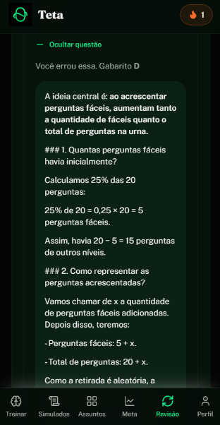 Tela Correção do aplicativo Teta
